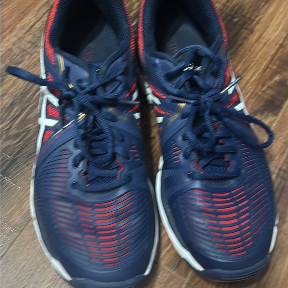 Asics Blue and Red Volleyball Shoes